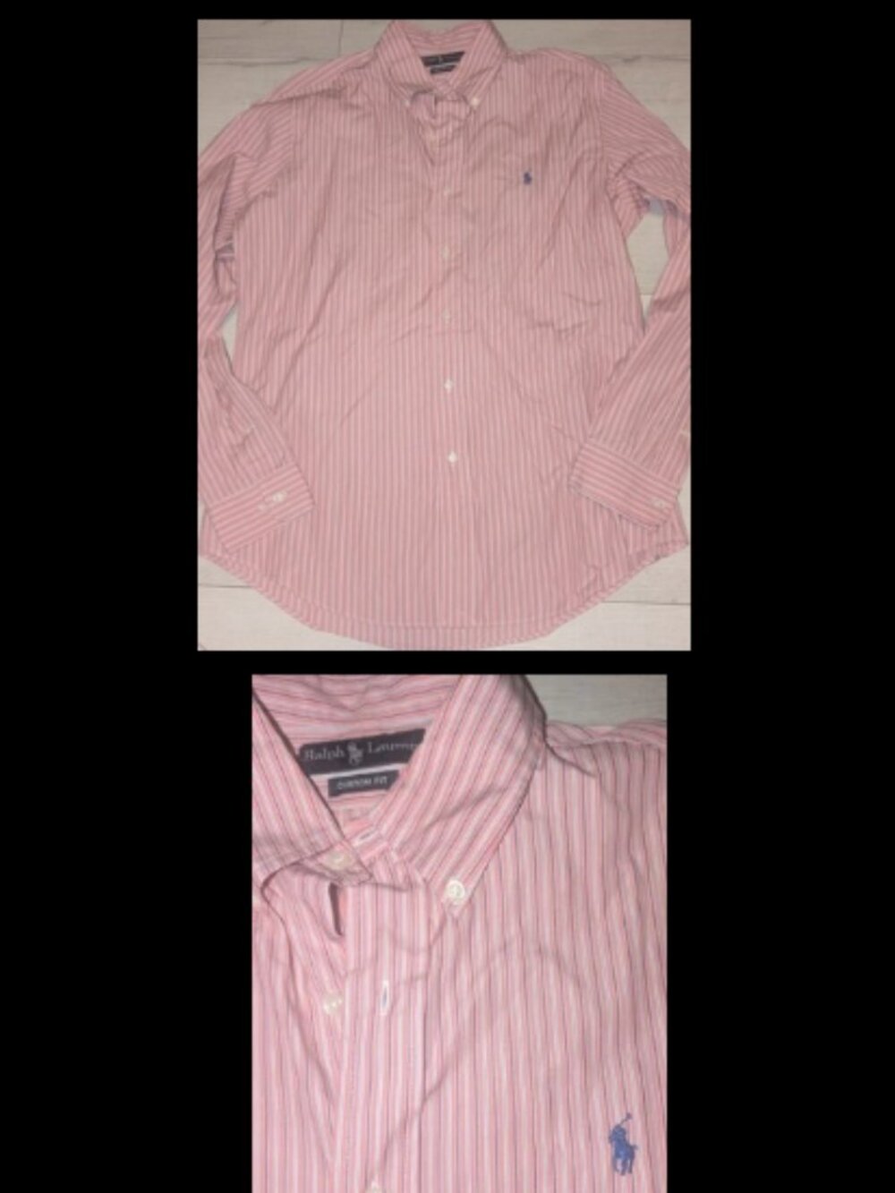 Ralph Lauren Pink Striped Button Down Dress Shirt Mens Size L